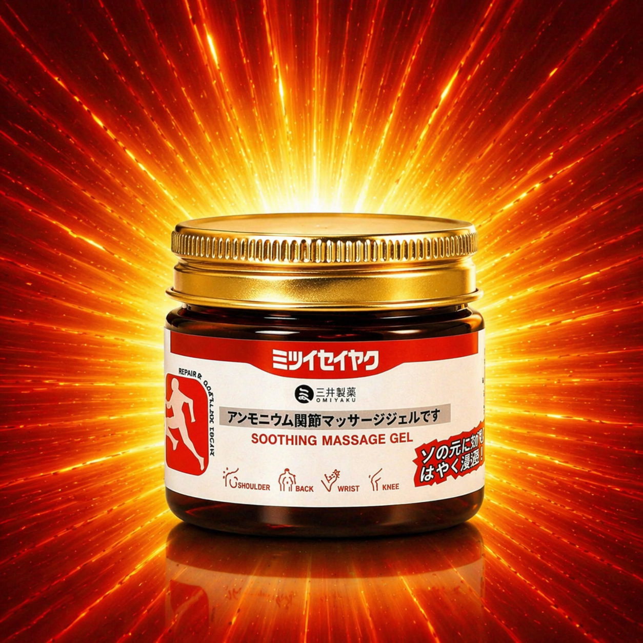 Glowylo Japanese pain relief massage gel with fast absorbing non greasy formula for muscle soreness, joint stiffness, back, knee, neck and shoulder comfort
