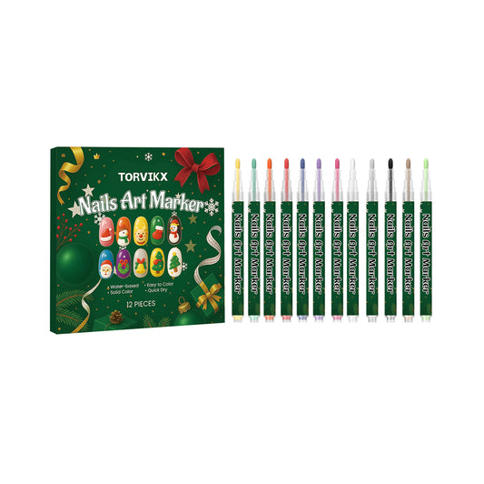 TORVIKX DIY Christmas Nail Art Painting Pen - Water-based, easy-to-use, outlining and coloring nail art pen-MX