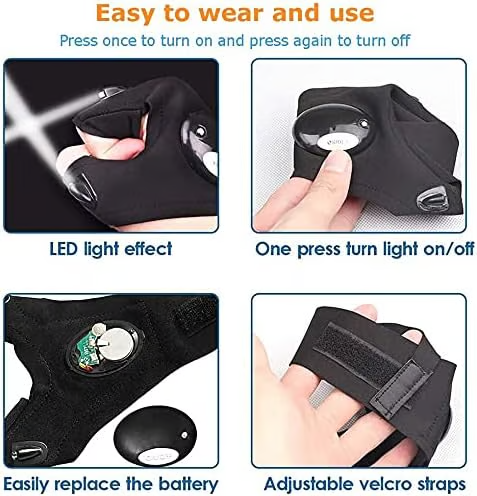 LED flashlight waterproof gloves